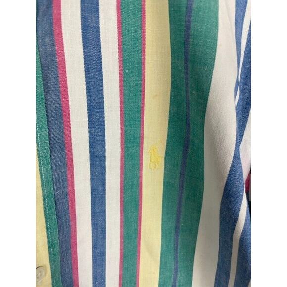 VTG Ralph Lauren Button Up Shirt Men's Large Vertical Stripe Retro University - Picture 4 of 9